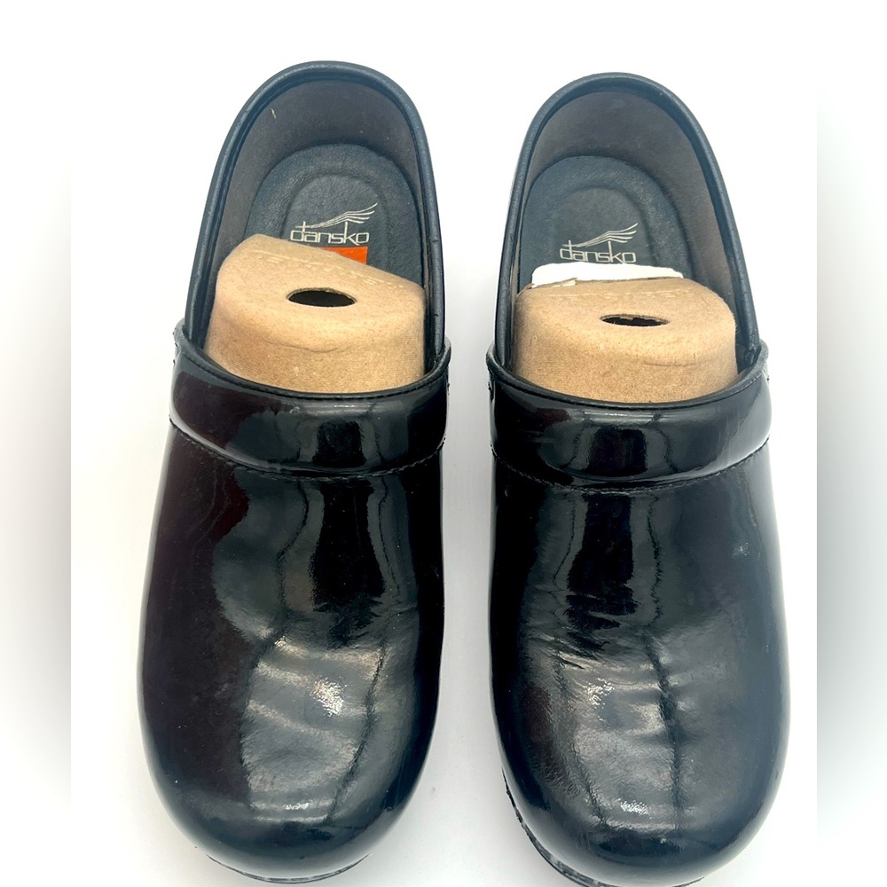 Dansko Black Patent Leather Clogs